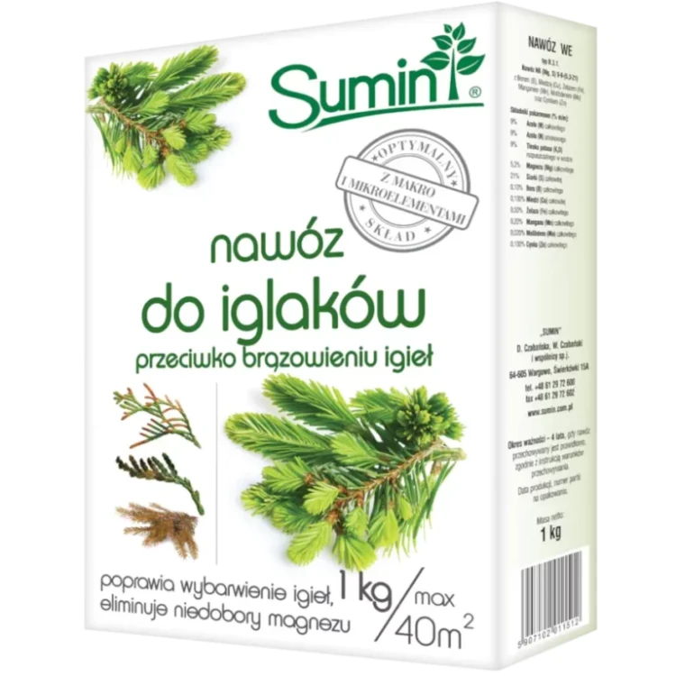 NAWÓZ DO IGLAKÓW PRZECIWKO BRĄZOWIENIU IGIEŁ 1kg SUMIN