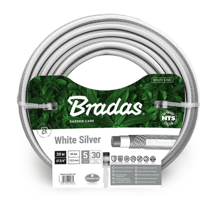 WĄŻ  NTS WHITE SILVER 3/4'' 30M BRADAS