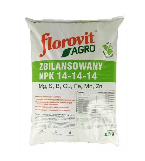 FLOROVIT AGRO ZRÓWNOWAŻONY NPK 14-14-14 25KG