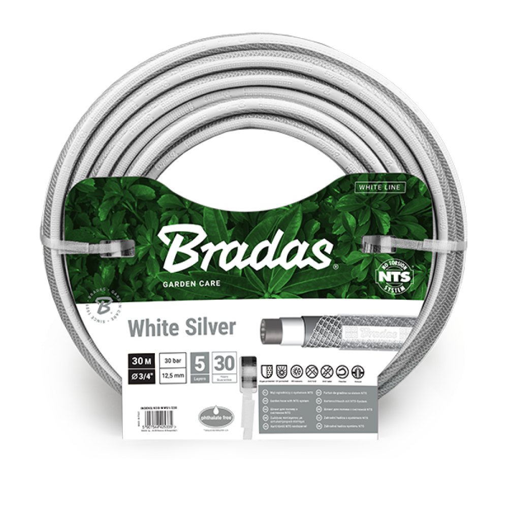 WĄŻ  NTS WHITE SILVER 3/4'' 30M BRADAS