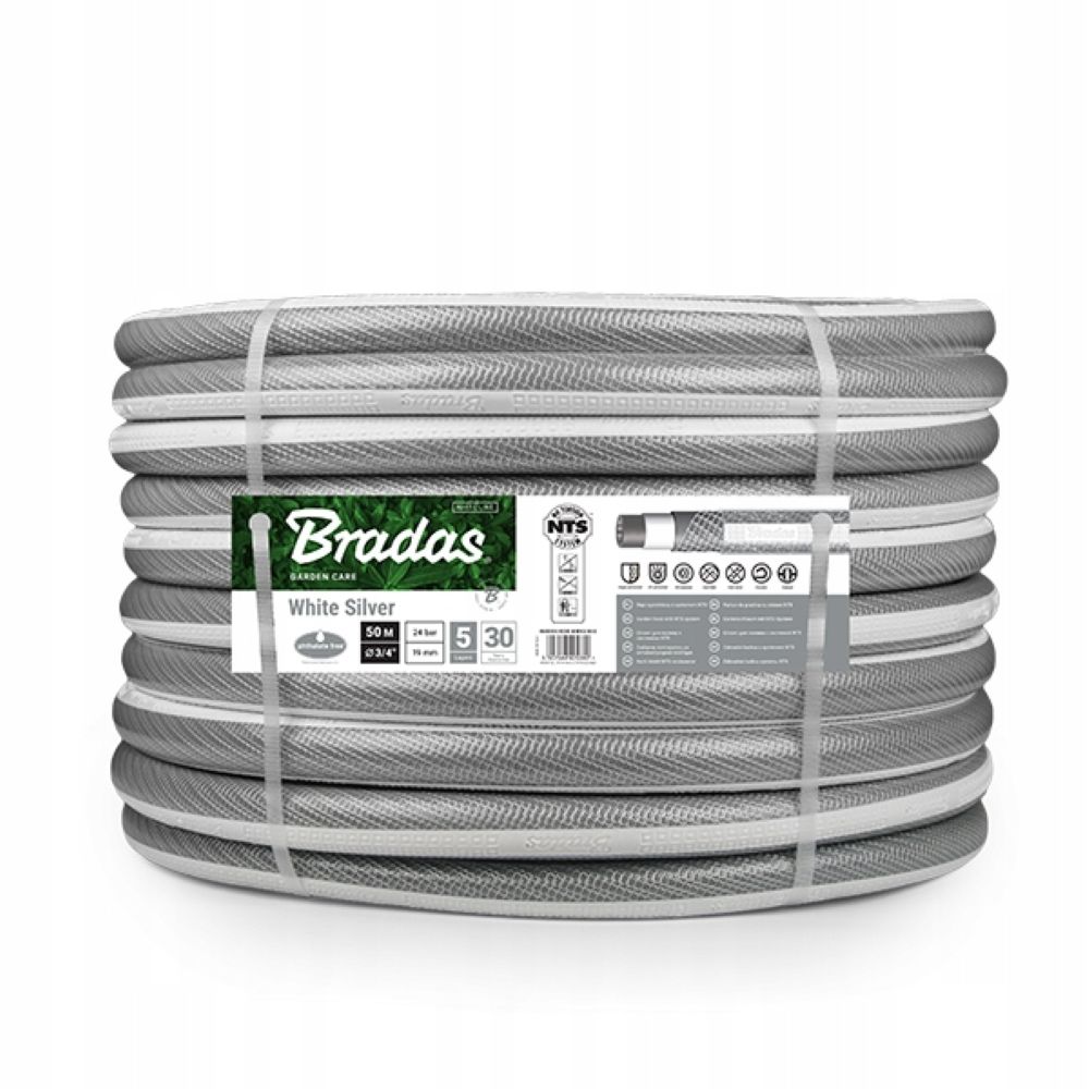 WĄŻ  NTS WHITE SILVER 3/4'' 50M BRADAS