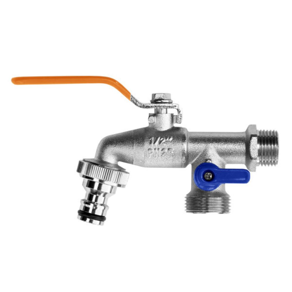 KRAN KULOWY 1/2"X KOŃCÓWKA GZ3/4"+NYPEL, MOSIIADZ NIKLOWANY GKK0512